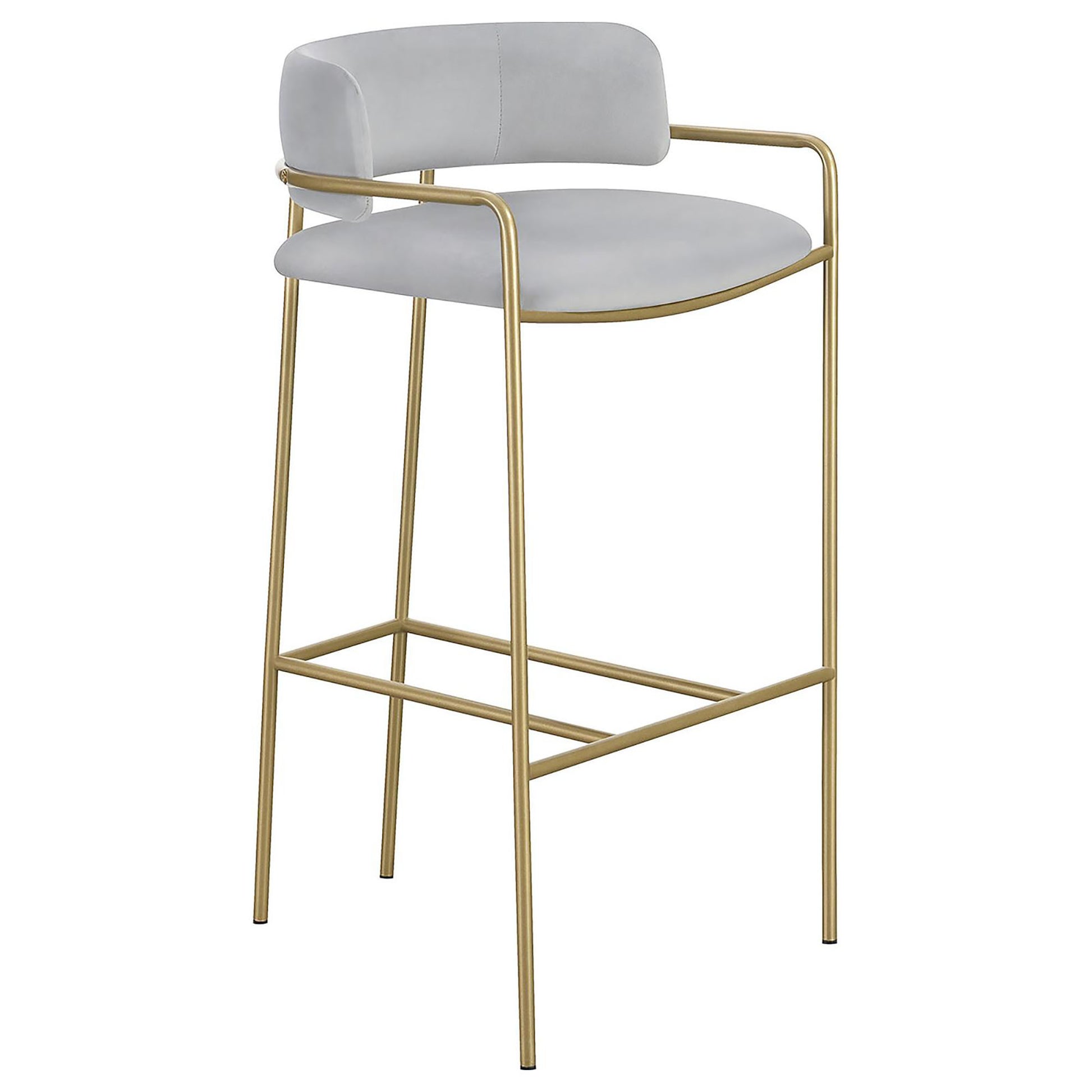 Grey And Gold Low Back Stool Solid Grey Dining Room Spot Clean Glam Bar Stools Solid Back Foam Velvet