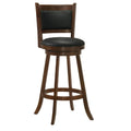 Chestnut And Black Swivel Stool Set Of 2 Solid Black Brown Espresso Dining Room Spot Clean Transitional Bar Stools Rubberwood Open Back Foam Wood Fabric