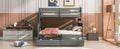 Wood Twin Over Full Bunk Bed With 2 Drawers, Gray Box Spring Not Required Gray Wood Bedroom Bunk Solid Wood Mdf