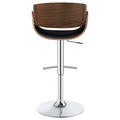 Black And Chrome Adjustable Bar Stool Solid Black Dining Room Spot Clean Mid Century Modern Bar Stools Solid Back Wood