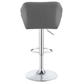 Chrome And Grey Adjustable Bar Stool Set Of 2 Solid Grey Dining Room Spot Clean Contemporary,Modern Bar Stools Tufted Back Foam Upholstered