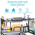 Over The Sink Dish Drying Rack Stainless Steel Kitchen Supplies Storage Shelf Drainer Organizer Black Metal