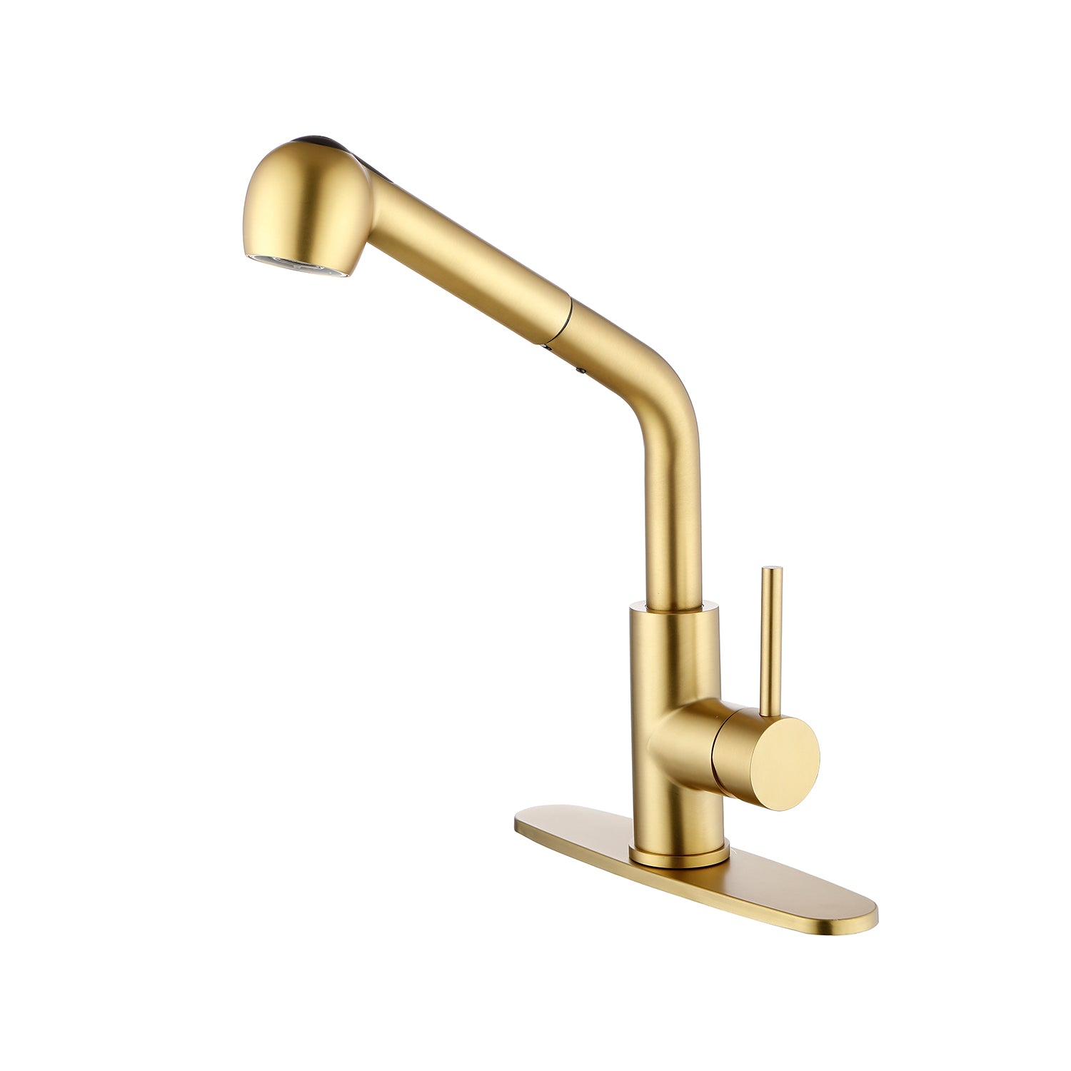 Single Handle Kitchen Sink Faucet With Pull Out Sprayer Brushed Gold Stainless Steel