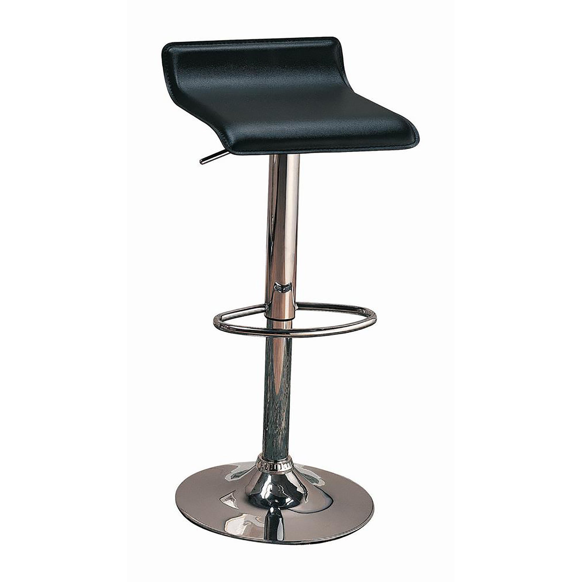 Black And Chrome Backless Bar Stool Solid Black Dining Room Spot Clean Contemporary,Modern Bar Stools Solid Back Foam Upholstered