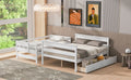 Wood Twin Over Full Bunk Bed With 2 Drawers, White Box Spring Not Required White Wood Bedroom Bunk Solid Wood Mdf