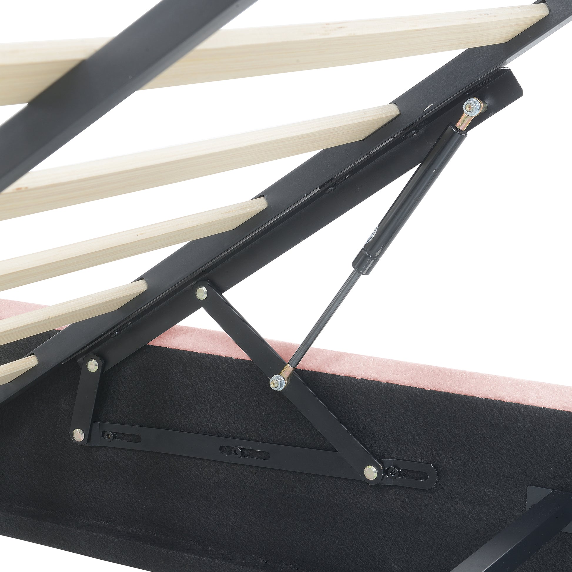 Queen Size Upholstered Platform Bed With Height Adjustable Headboard And Under Bed Storage Space,Pink Pink Upholstered