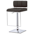 Black And Chrome Adjustable Bar Stool Solid Black Dining Room Spot Clean Rectangular Contemporary,Modern Bar Stools Solid Back Foam Upholstered