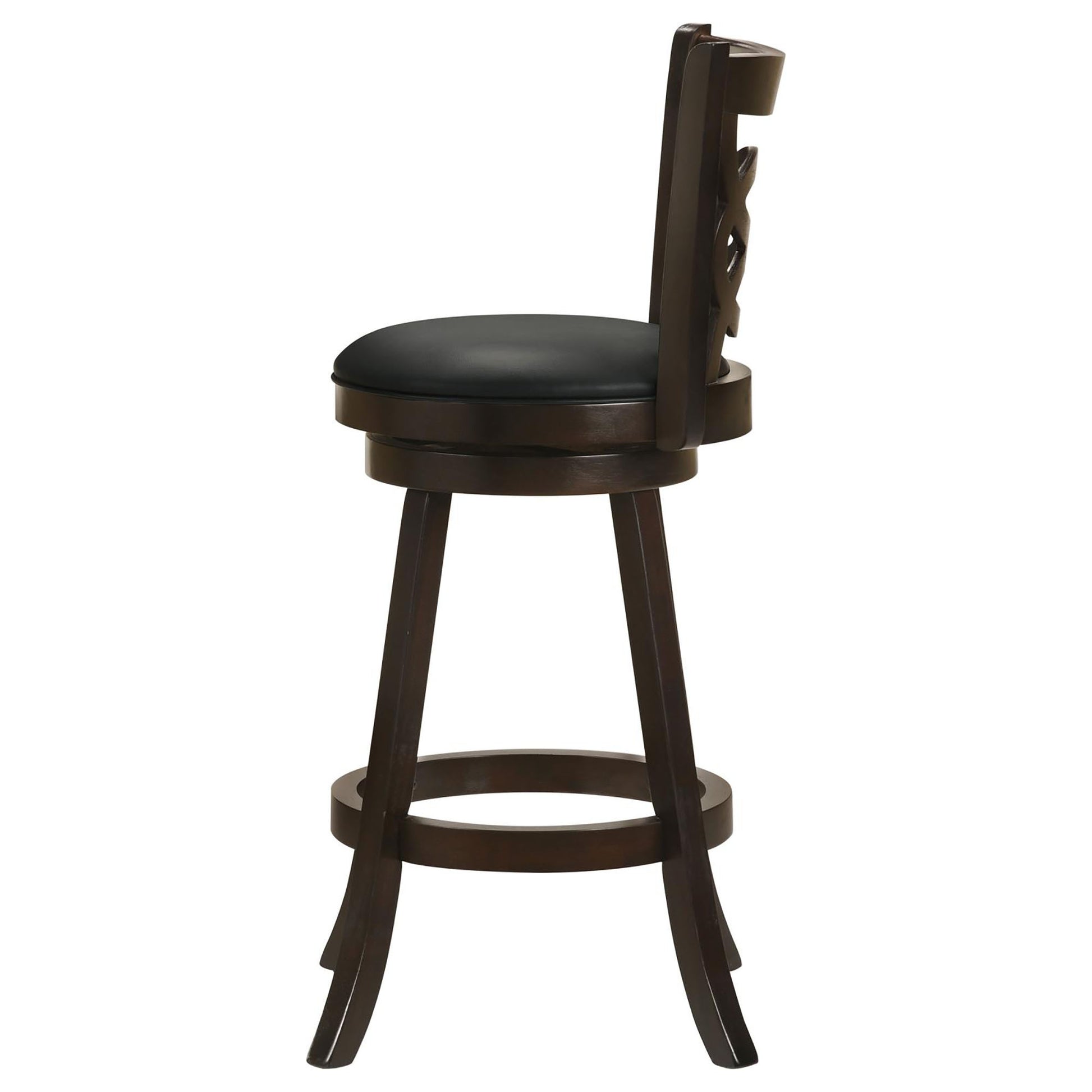 Cappuccino Swivel Bar Height Stool Set Of 2 Solid Black Espresso Dining Room Spot Clean Traditional Bar Stools Rubberwood Open Back Foam Wood