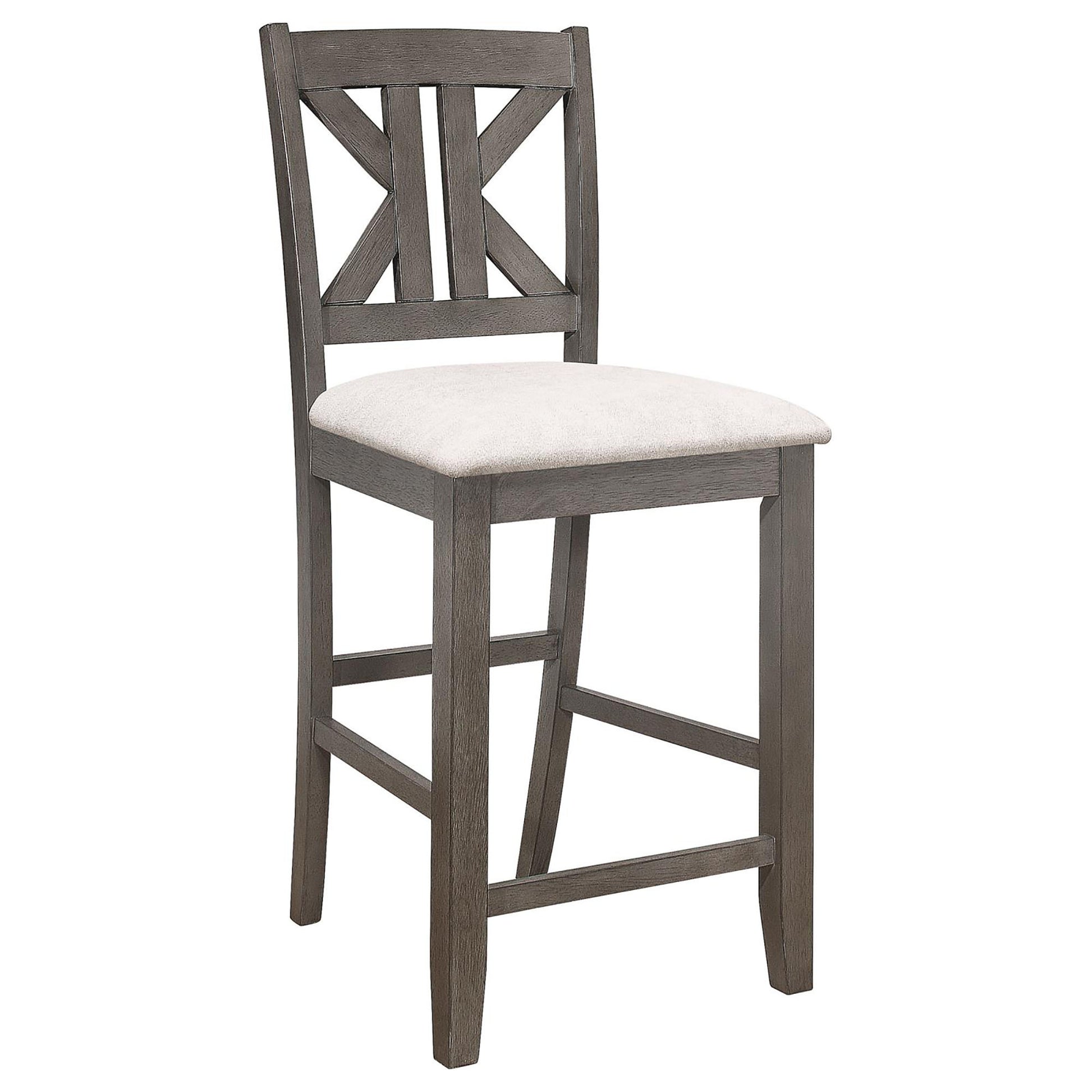 Barn Grey And Light Khaki Counter Height Stool Set Of 2 Solid Grey Gray Dining Room Spot Clean Rectangular Farmhouse,Rustic Bar Stools Rubberwood Open Back Foam Wood