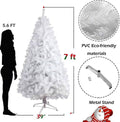 7Ft High Christmas Tree 1000 Tips Decorate Pine Tree With Metal Legs White With Decorations White Pvc