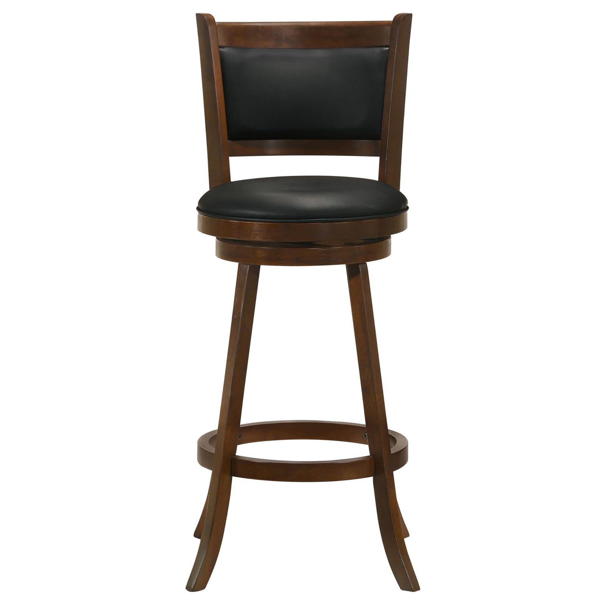 Chestnut And Black Swivel Stool Set Of 2 Solid Black Brown Espresso Dining Room Spot Clean Transitional Bar Stools Rubberwood Open Back Foam Wood Fabric