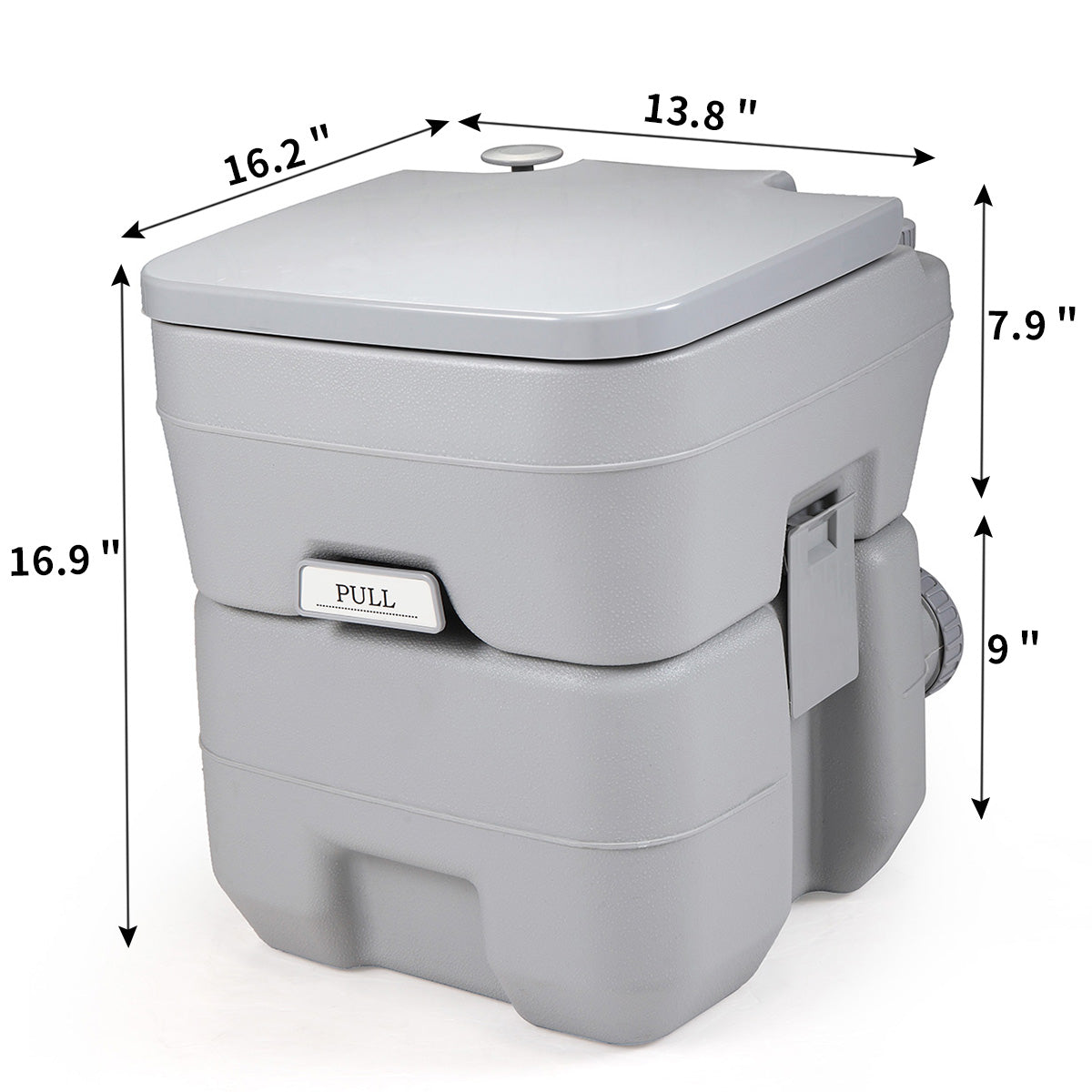 5 Gallon Portable Toilet, Flush Potty, Travel Camping Outdoor Gray Hdpe