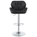 Chrome And Black Adjustable Bar Stool Set Of 2 Solid Black Dining Room Spot Clean Contemporary,Modern Bar Stools Tufted Back Foam Upholstered