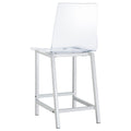 Clear And Chrome Counter Height Stools Set Of 2 Solid Clear Dining Room Wipe Clean Contemporary,Modern Bar Stools Solid Back Acrylic