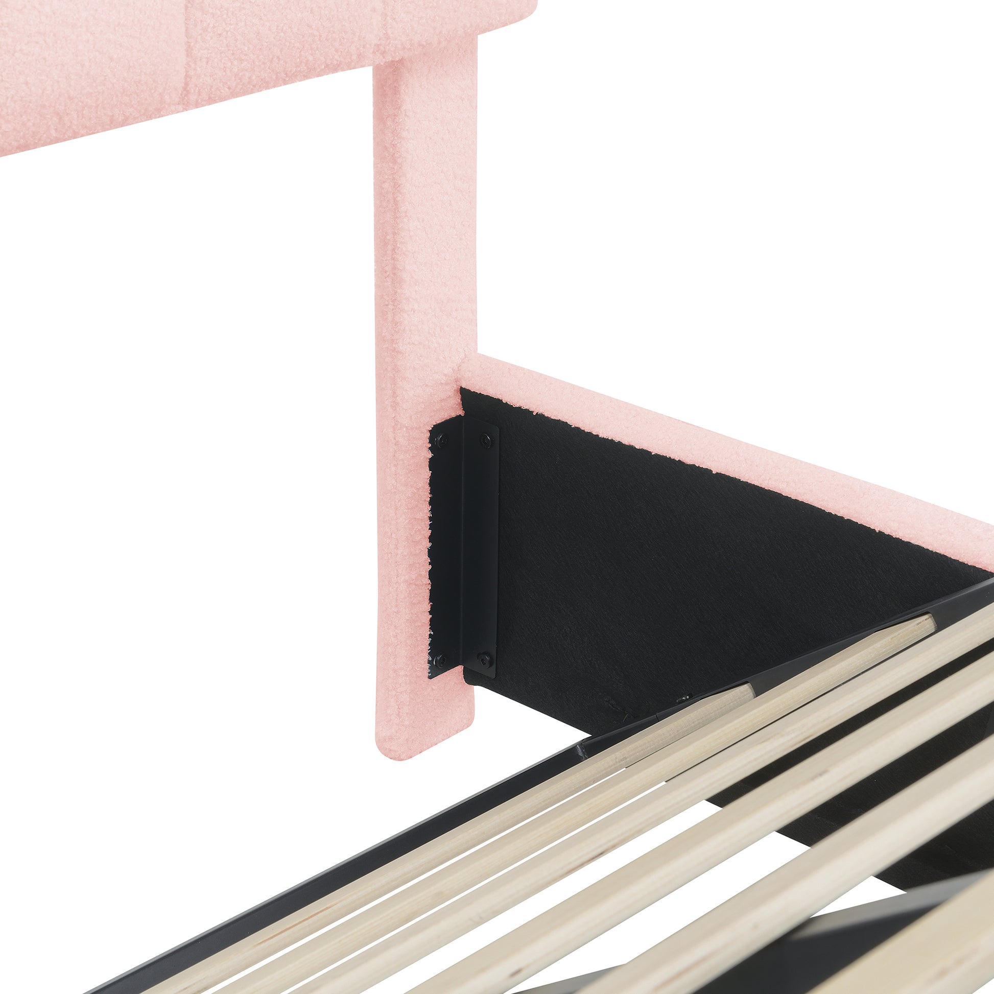 Queen Size Upholstered Platform Bed With Height Adjustable Headboard And Under Bed Storage Space,Pink Pink Upholstered