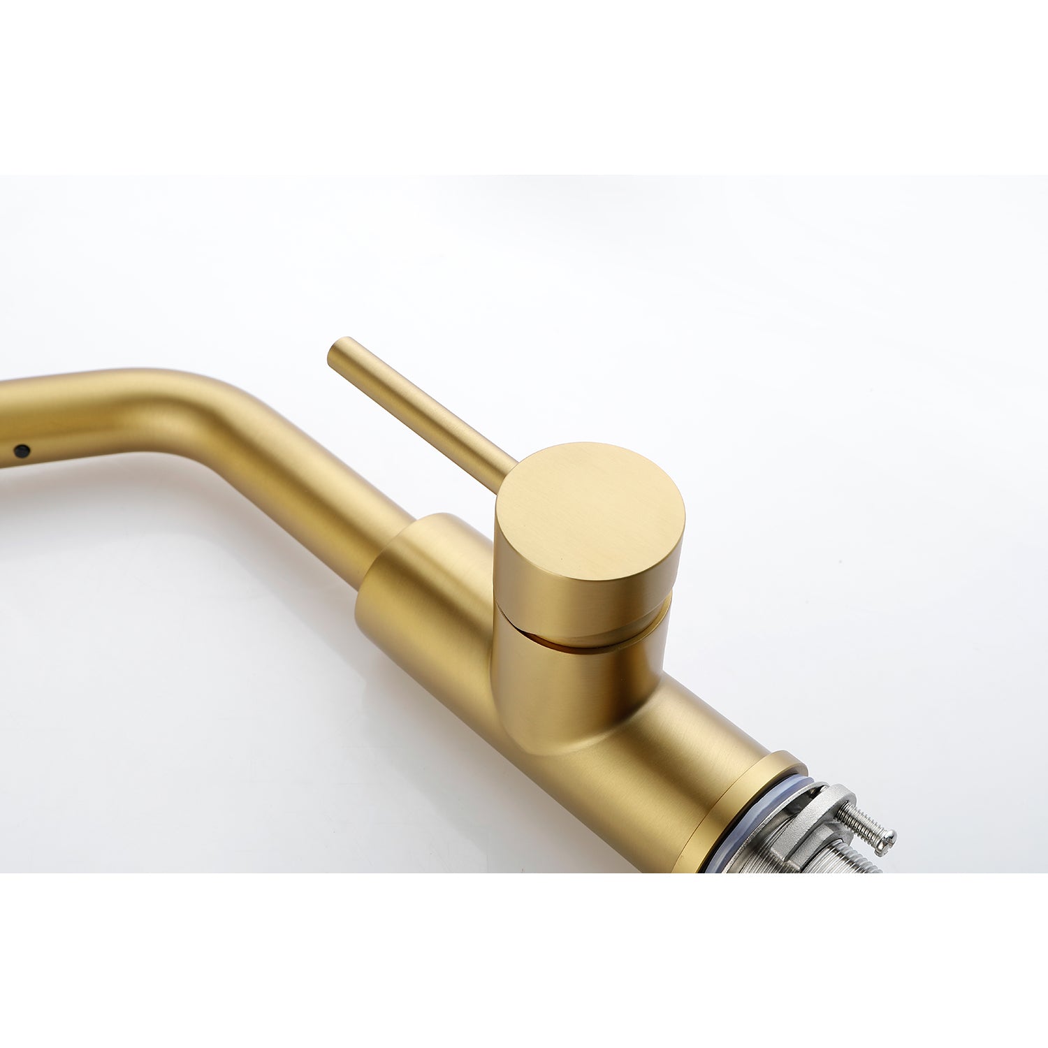 Single Handle Kitchen Sink Faucet With Pull Out Sprayer Brushed Gold Stainless Steel