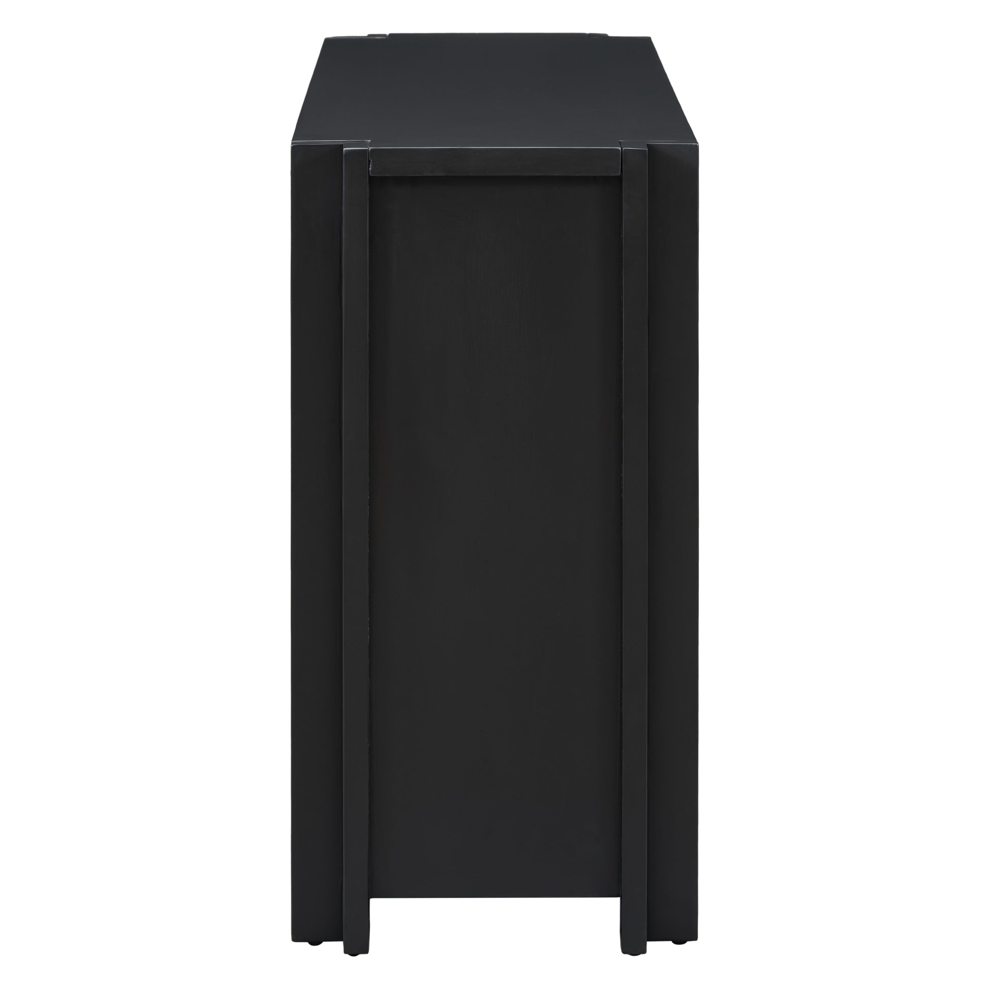 Designed Storage Cabinet Sideboard With 4 Doorsadjustable Shelves, Suitable For Living Rooms, Entrance And Study Rooms. Black Mdf Acacia