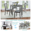 5 Piece Modern Dining Set, Square Wooden Dining Table With 4 Upholstered Chairs For Kitchen, Dining Room, Gray Wood Gray Seats 4 Wood Dining Room Acacia 4 Leg Square Dining Table With Chair Acacia Wood
