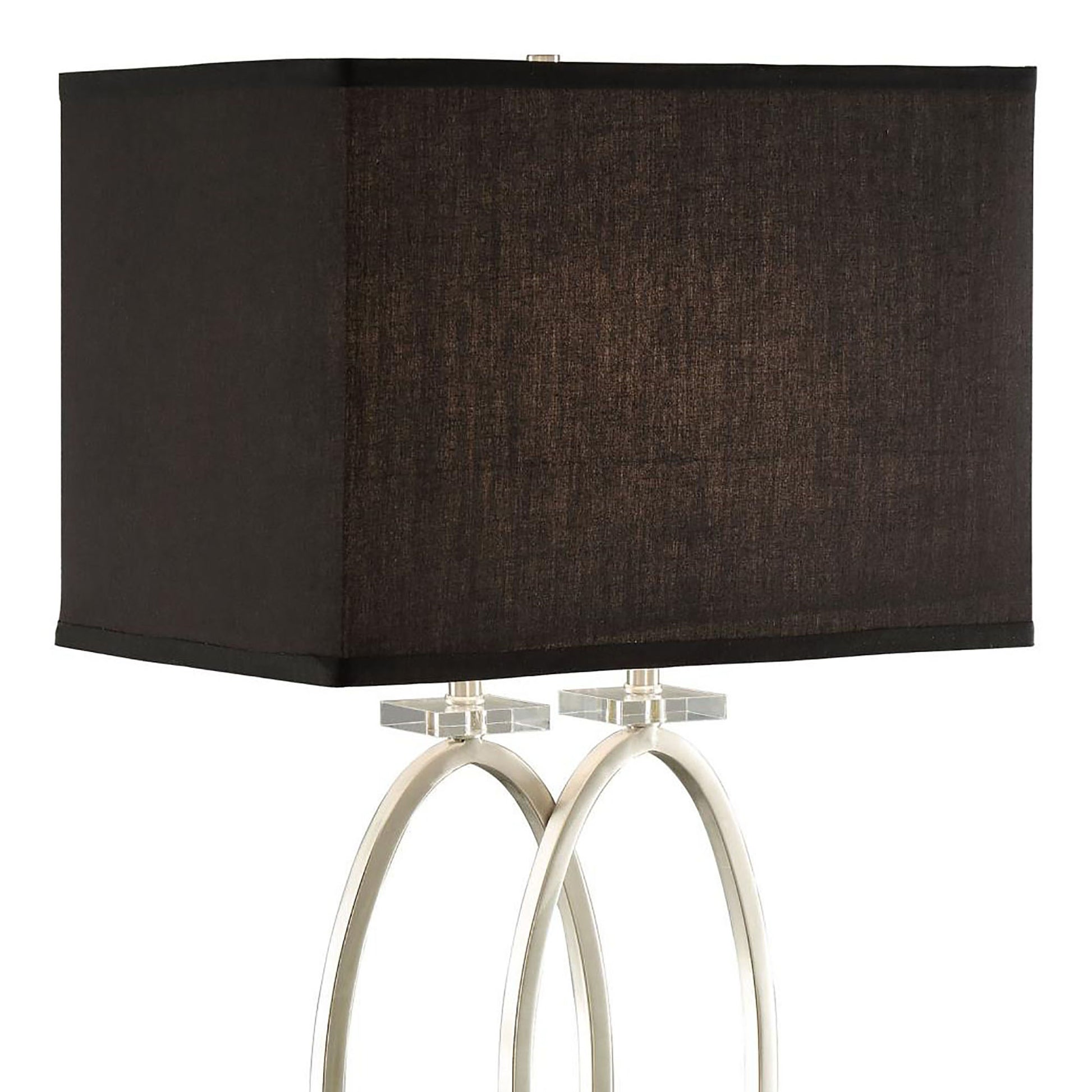 Brushed Nickel And Black Rectangular Shade Accent Lamp Silver Table&Floor Lamps Contemporary,Modern Living Room Metal