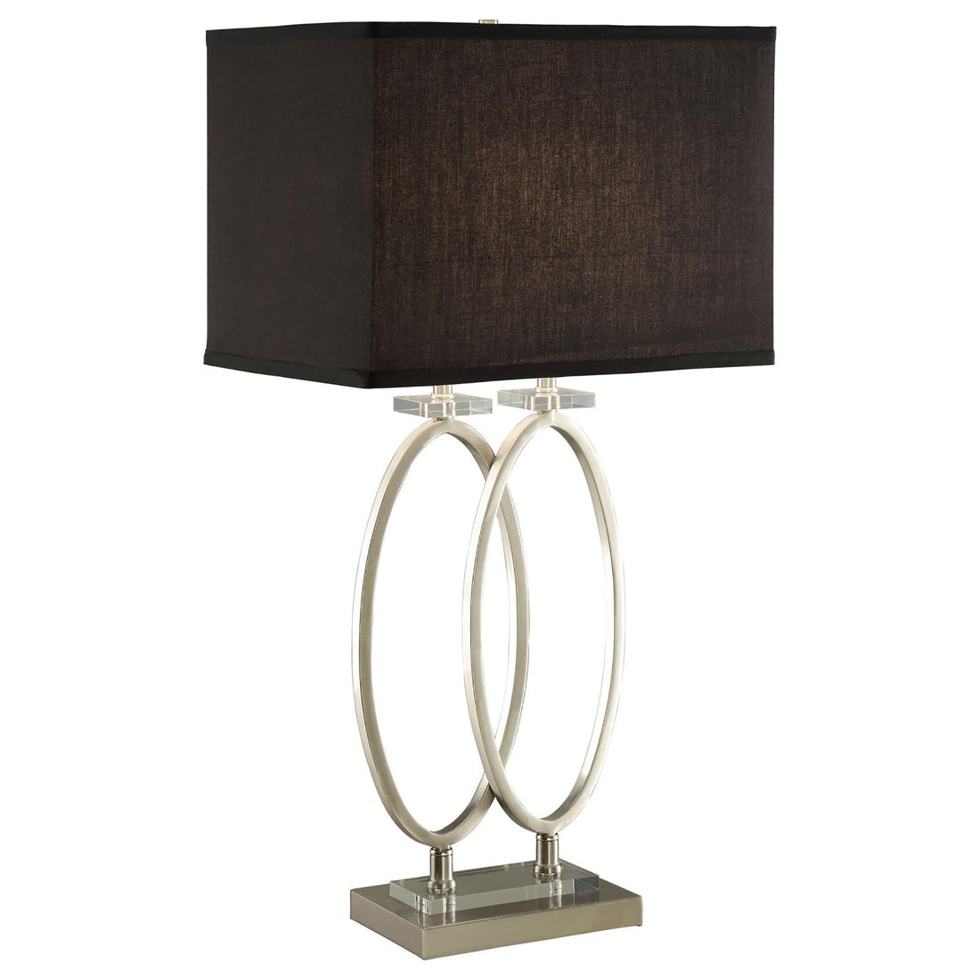 Brushed Nickel And Black Rectangular Shade Accent Lamp Silver Table&Floor Lamps Contemporary,Modern Living Room Metal