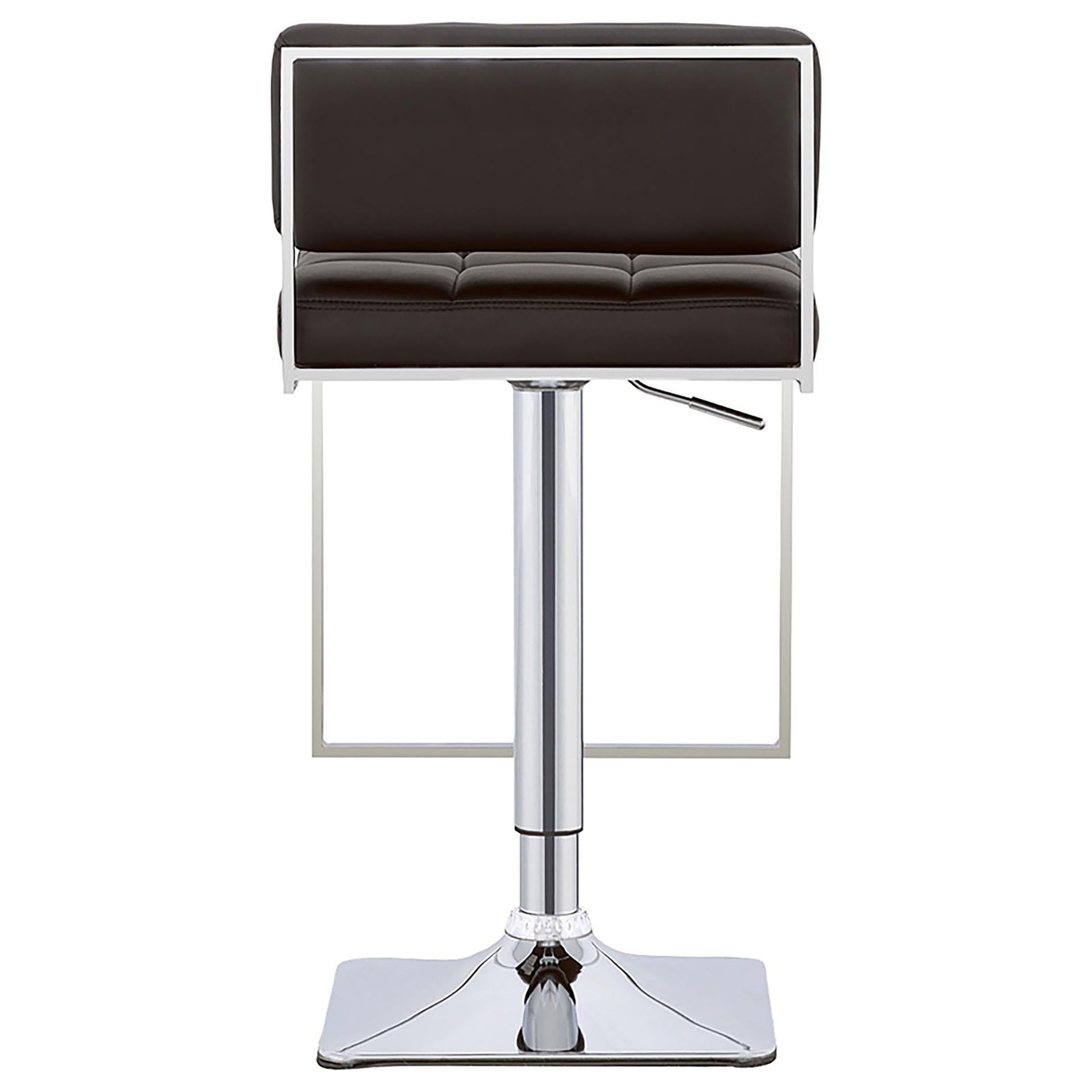 Black And Chrome Adjustable Bar Stool Solid Black Dining Room Spot Clean Rectangular Contemporary,Modern Bar Stools Solid Back Foam Upholstered