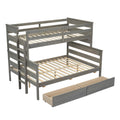 Wood Twin Over Full Bunk Bed With 2 Drawers, Gray Box Spring Not Required Gray Wood Bedroom Bunk Solid Wood Mdf