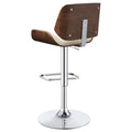 Ecru And Chrome Adjustable Bar Stool Solid Ivory Brown Dining Room Spot Clean Mid Century Modern Bar Stools Solid Back Foam Upholstered