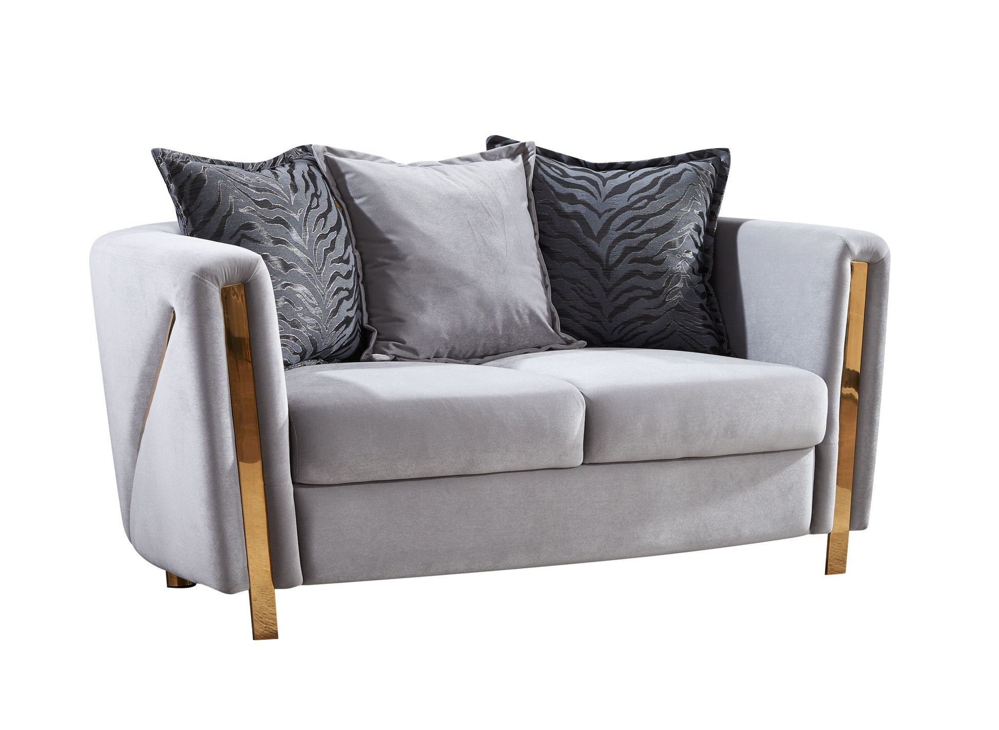 Chanelle Thick Velvet Fabric Upholstered 2Pc Living Room Set Made With Wood In Gray Gray Velvet Wood Primary Living Space Soft Cushion Back Contemporary,Modern Solid Wood Mdf Wood 5 Seat