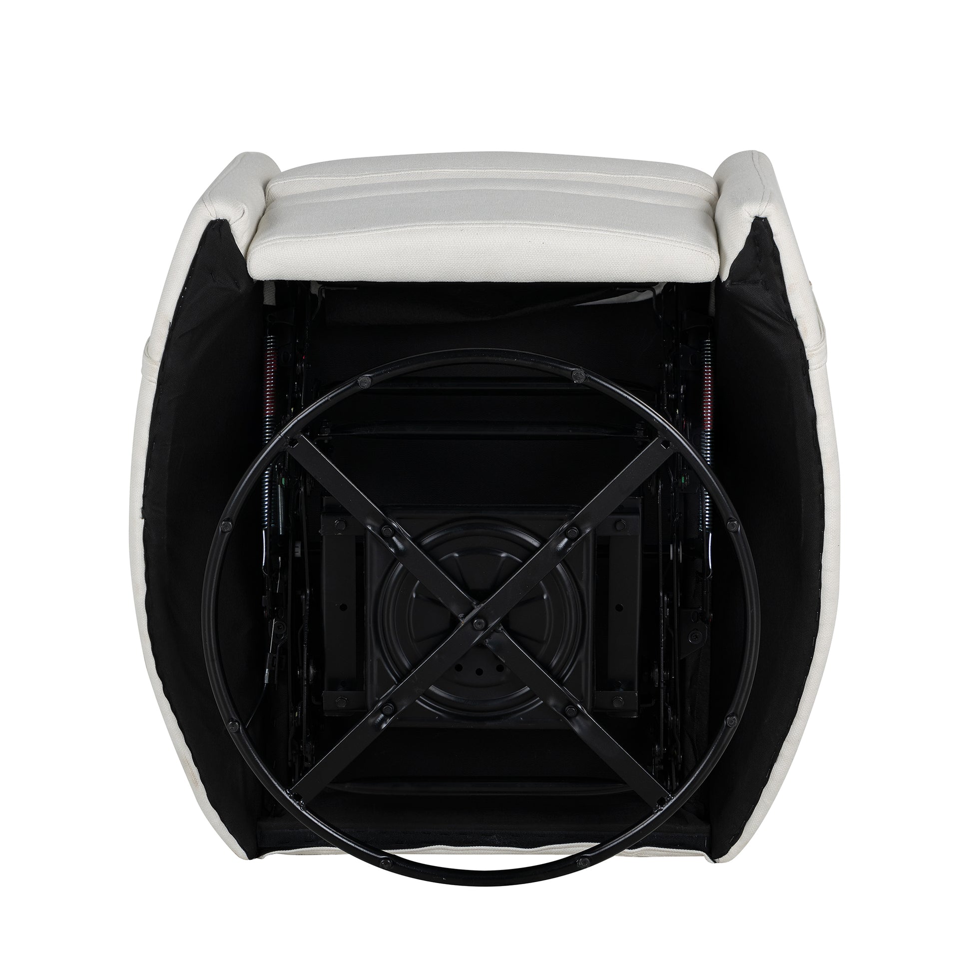 Upholstered Swivel Recliner Manual Rocker Recliner Chair Baby Nursery Chair With Two Removable Pillows For Living Room, Beige Beige Foam Linen