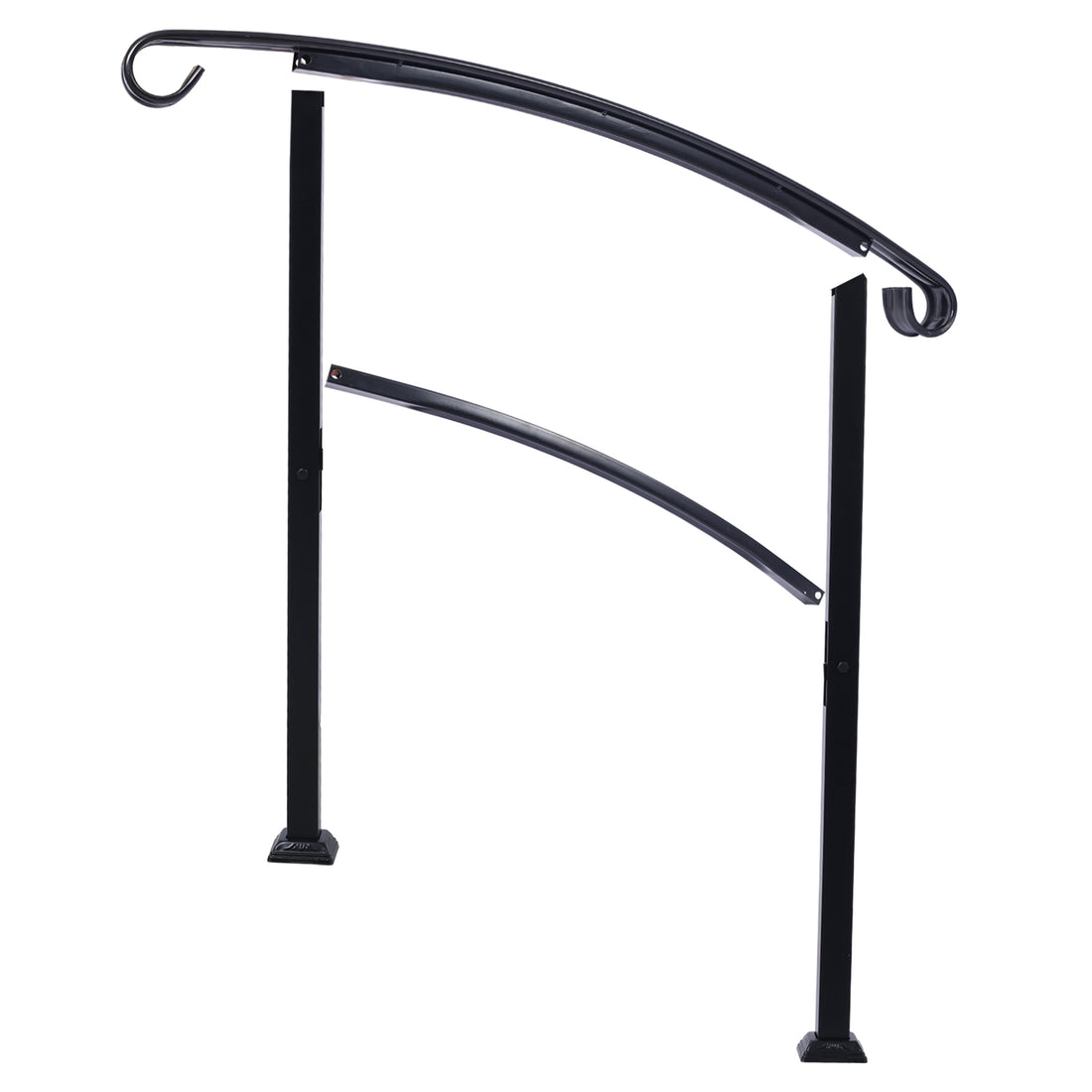Handrails For Outdoor Steps, Fit 1 Or 3 Steps Outdoor Stair Railing, White Wrought Iron Handrail, Flexible Front Porch Hand Rail, Transitional Handrails For Concrete Steps Or Wooden Stairs Black Steel