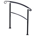 Handrails For Outdoor Steps, Fit 1 Or 3 Steps Outdoor Stair Railing, White Wrought Iron Handrail, Flexible Front Porch Hand Rail, Transitional Handrails For Concrete Steps Or Wooden Stairs Black Steel