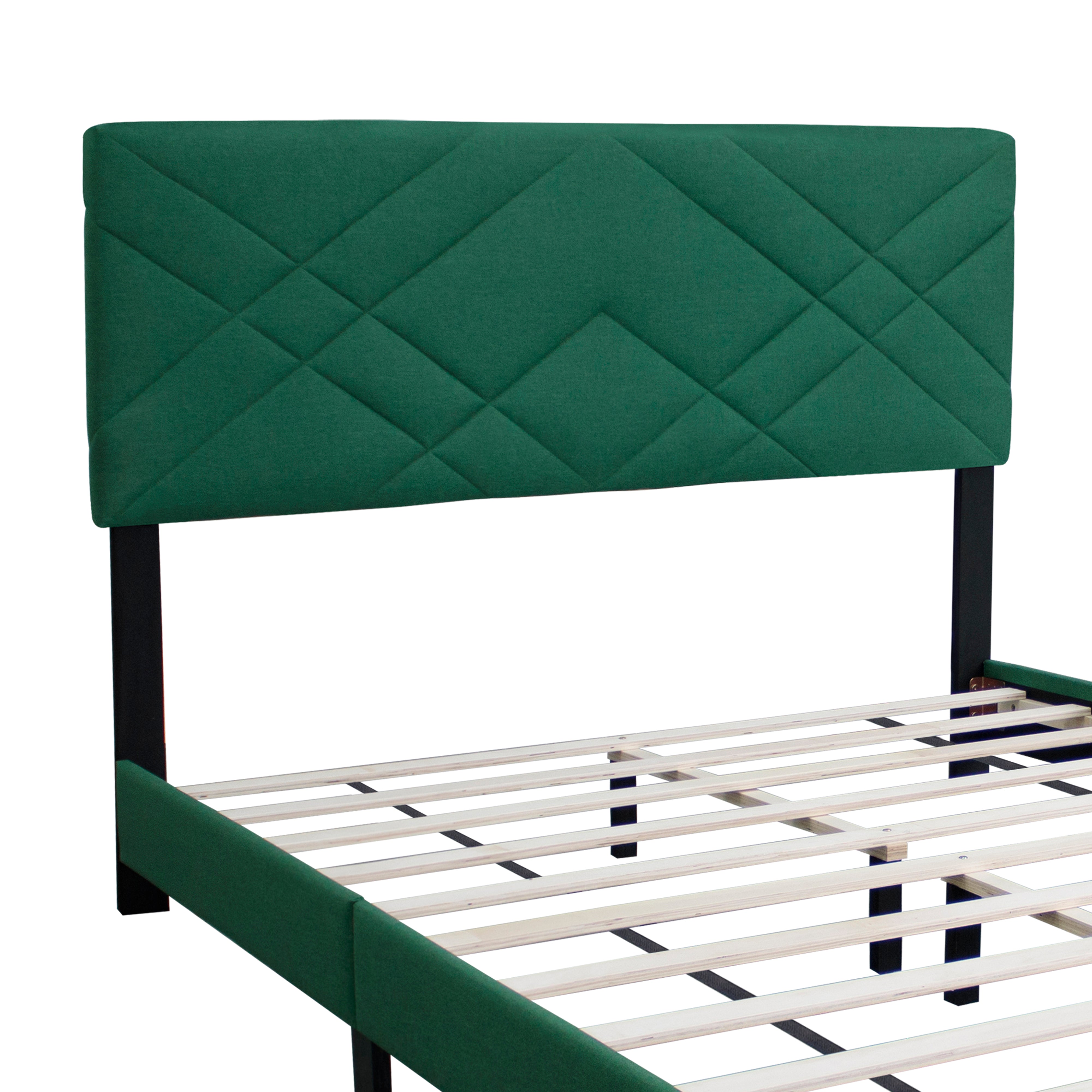 Green Queen Size Bed Frame With Adjustable Headboard Super Affordable