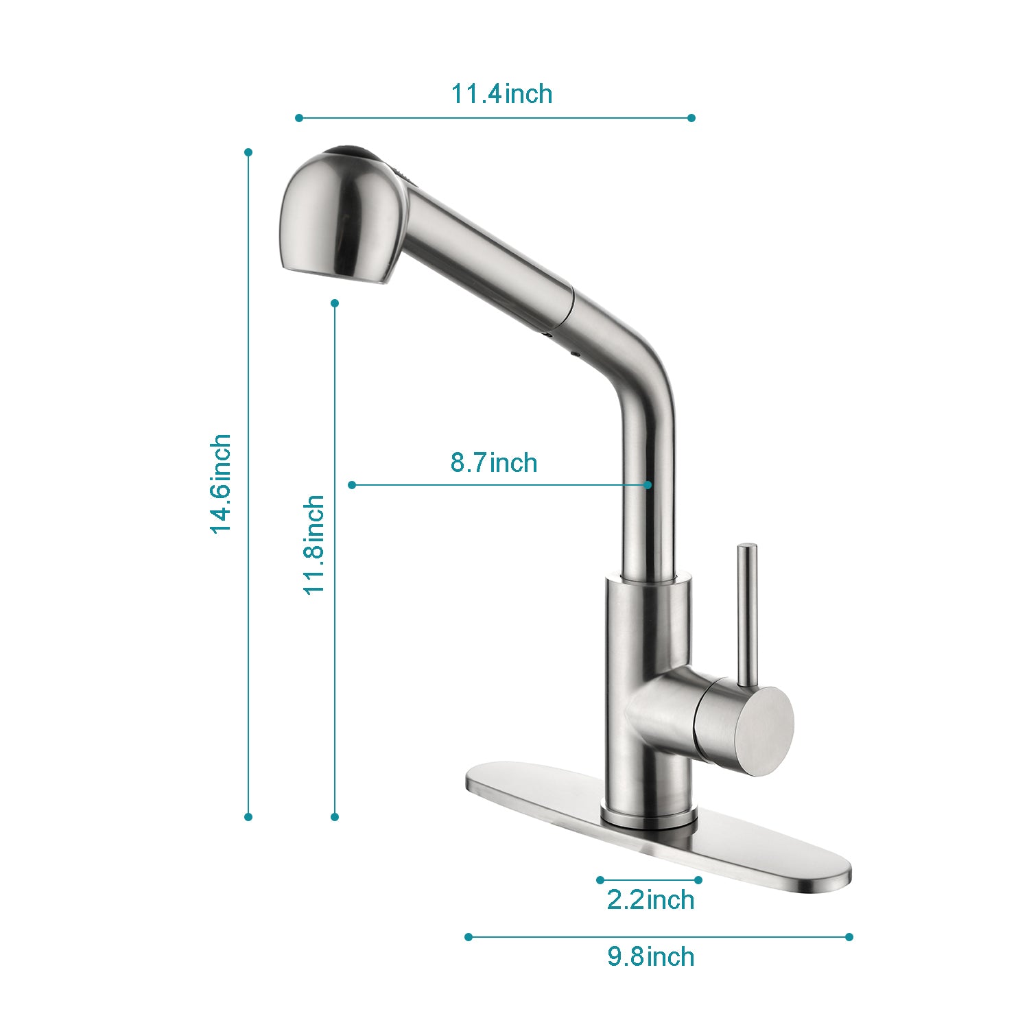 Single Handle Kitchen Sink Faucet with Pull Out brushed nickel-stainless steel