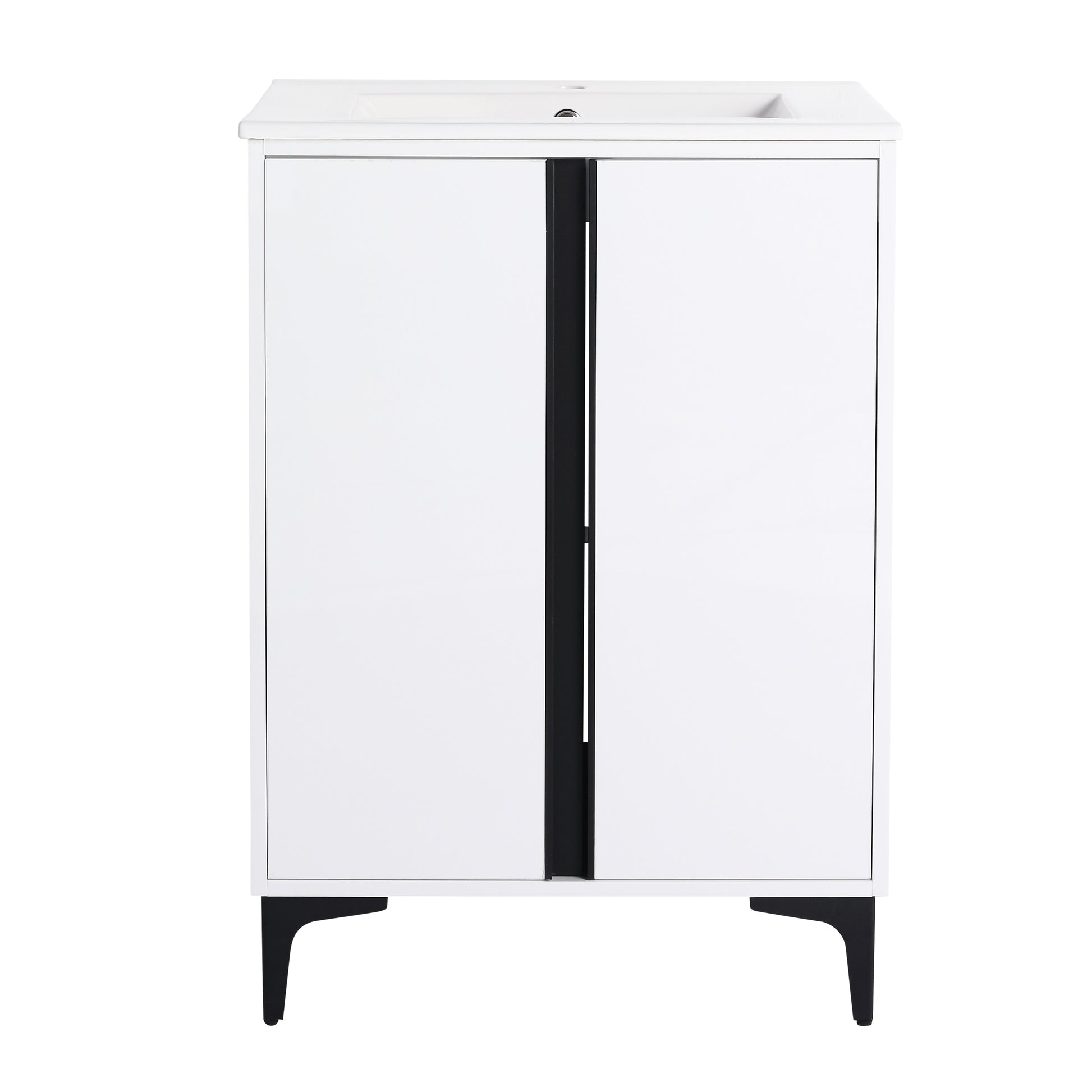 24" Freestanding Bathroom Vanity With Ceramic Sink Bvb06724Wh G Bl9060B White 2 Bathroom Freestanding Modern Plywood