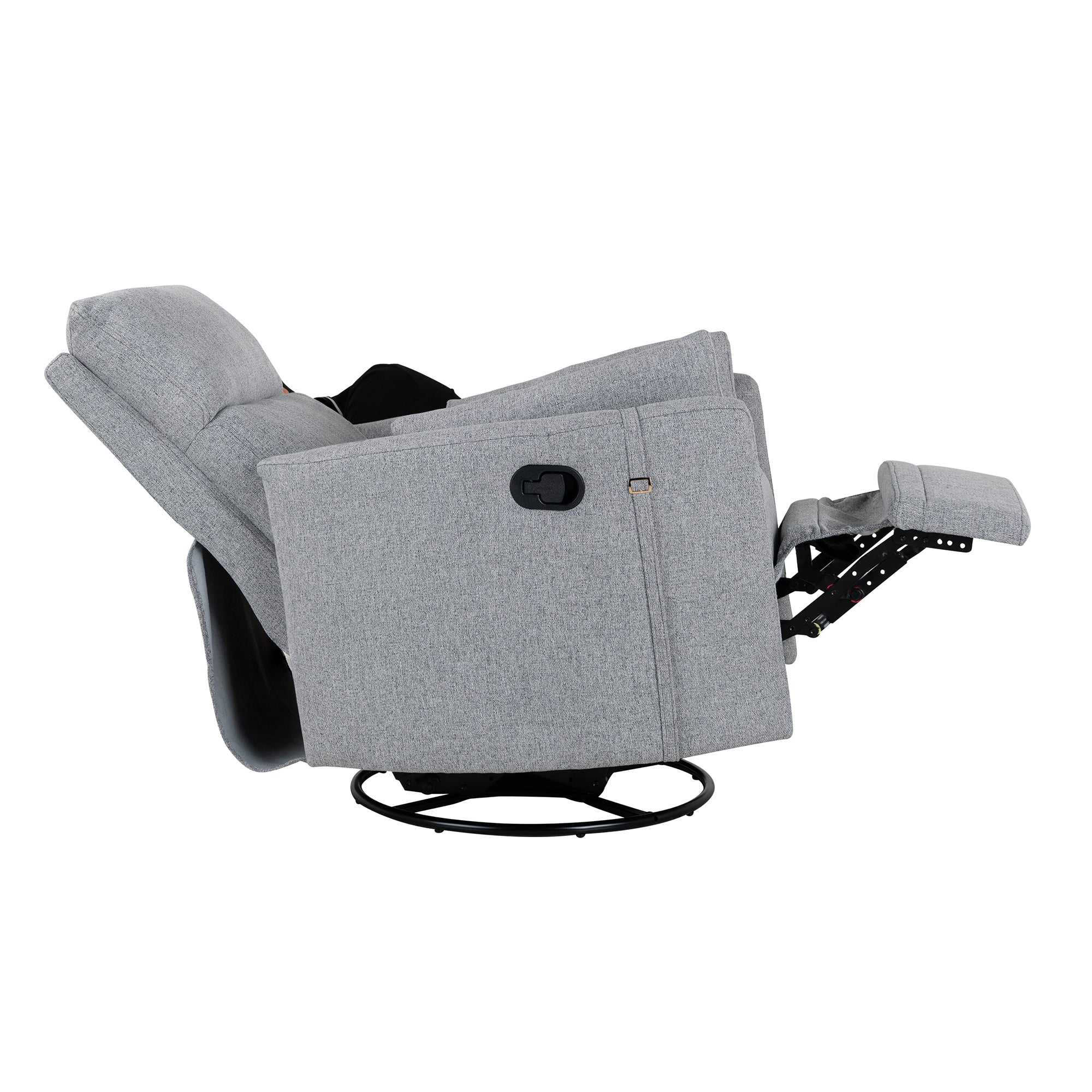 Upholstered Swivel Recliner Manual Rocker Recliner dark grey-foam-linen