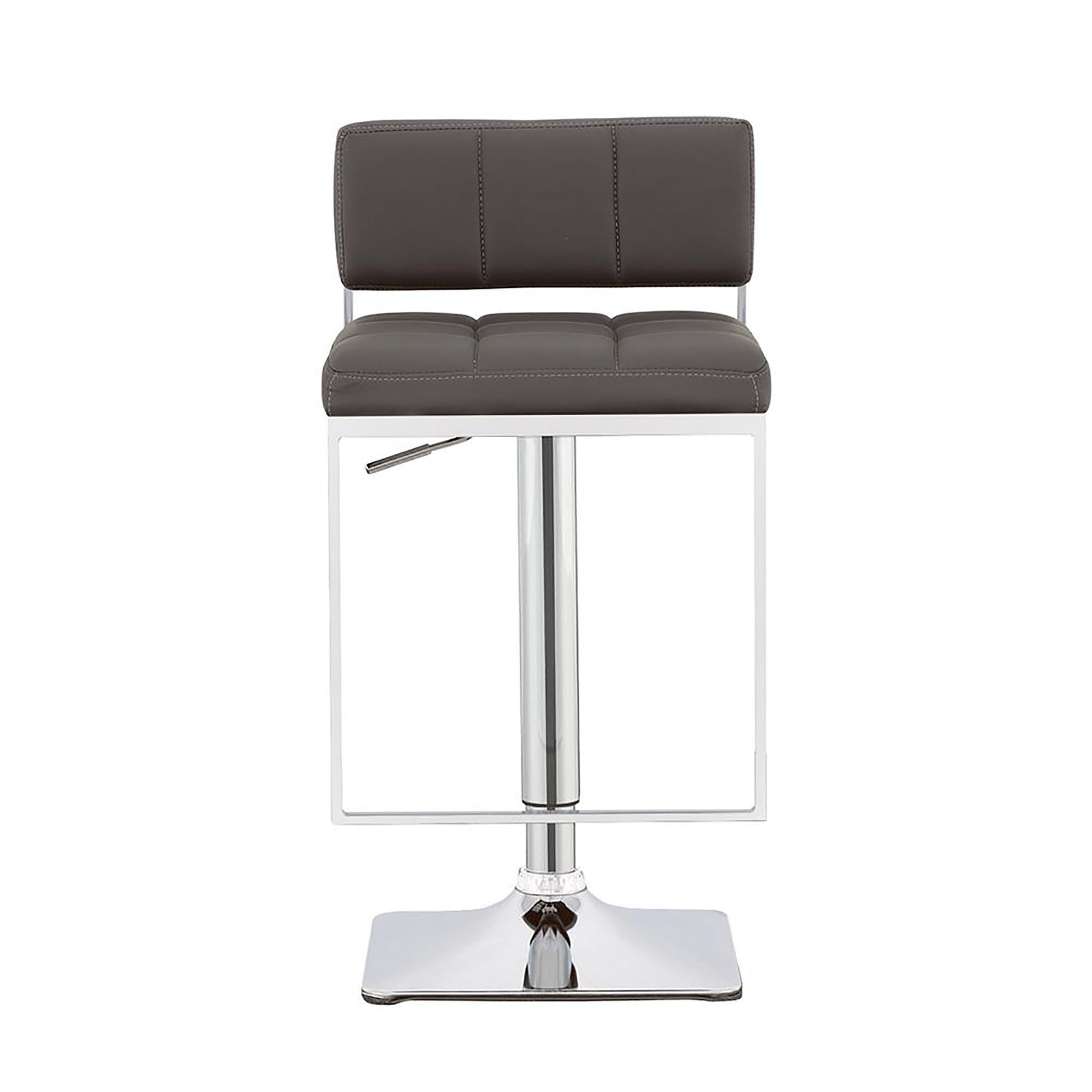 Grey And Chrome Adjustable Bar Stool Solid Grey Dining Room Spot Clean Rectangular Contemporary,Modern Bar Stools Solid Back Foam Upholstered