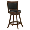 Chestnut And Black Wooden Swivel Stool Set Of 2 Solid Black Brown Brown Dining Room Spot Clean Transitional Bar Stools Rubberwood Solid Back Foam Wood Fabric