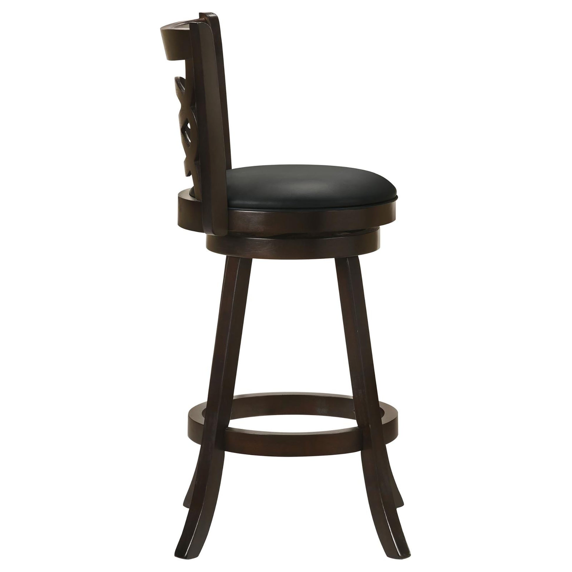 Cappuccino Swivel Bar Height Stool Set Of 2 Solid Black Espresso Dining Room Spot Clean Traditional Bar Stools Rubberwood Open Back Foam Wood