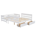 Wood Twin Over Full Bunk Bed With 2 Drawers, White Box Spring Not Required White Wood Bedroom Bunk Solid Wood Mdf