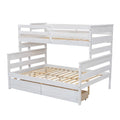 Wood Twin Over Full Bunk Bed With 2 Drawers, White Box Spring Not Required White Wood Bedroom Bunk Solid Wood Mdf