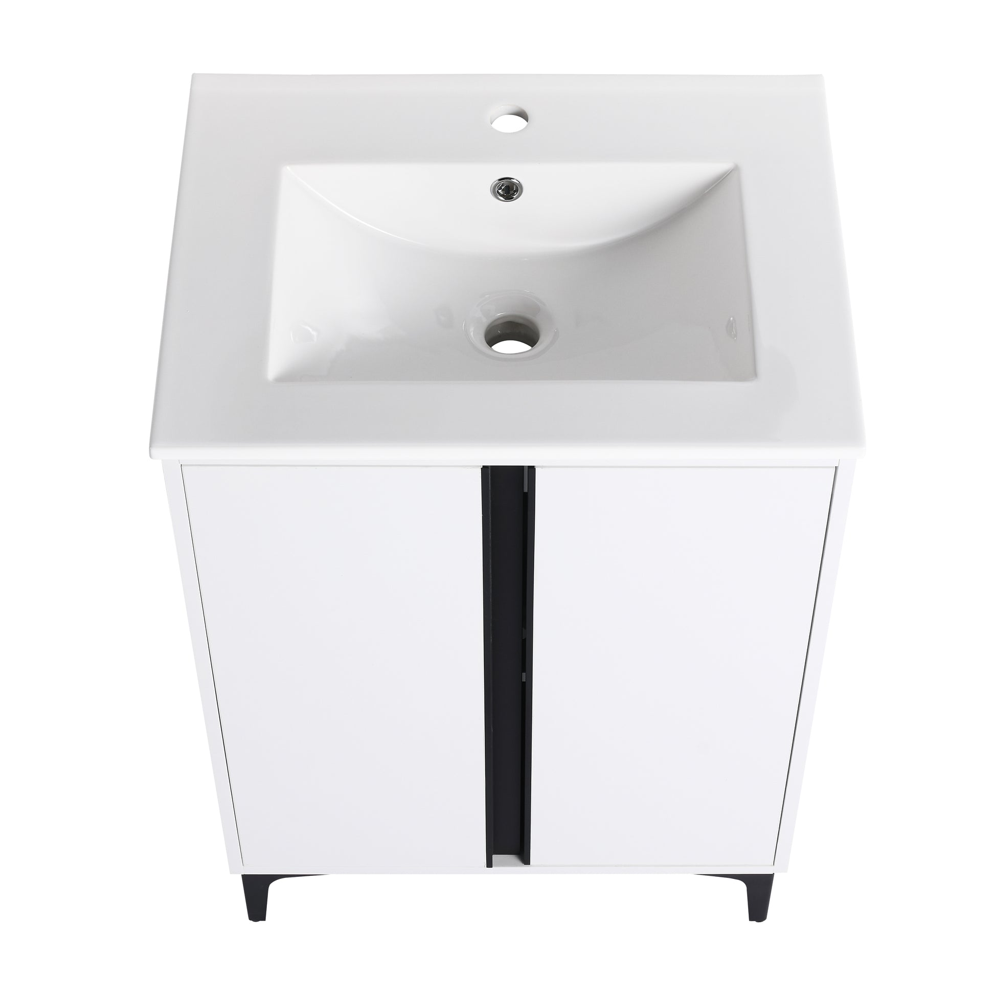 24" Freestanding Bathroom Vanity With Ceramic Sink Bvb06724Wh G Bl9060B White 2 Bathroom Freestanding Modern Plywood