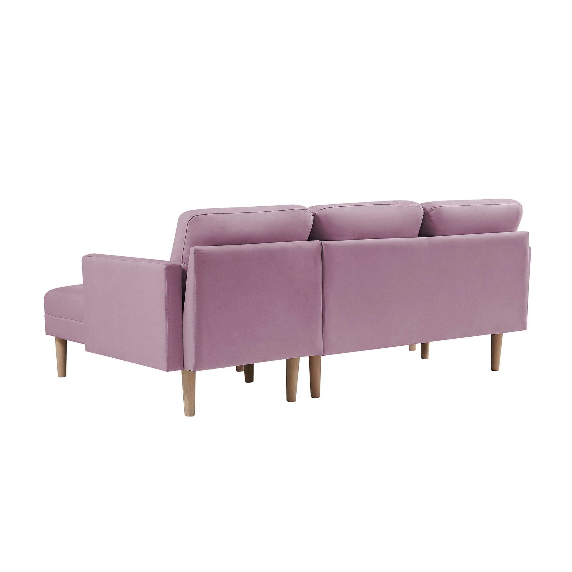 Pink Fabric Right Facing Sectional Sofa Bedl Shape Sofa Chaise Lounge With Ottoman Bench Pink Wood Tufted Back Square Arms Foam Fabric 3 Seat