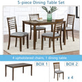 5 Piece Modern Dining Set, Rectangular Wooden Dining Table With 4 Upholstered Chairs For Kitchen, Dining Room, Walnut Wood Walnut Seats 4 Wood Dining Room Acacia 4 Leg Rectangular Dining Table With Chair Acacia Wood