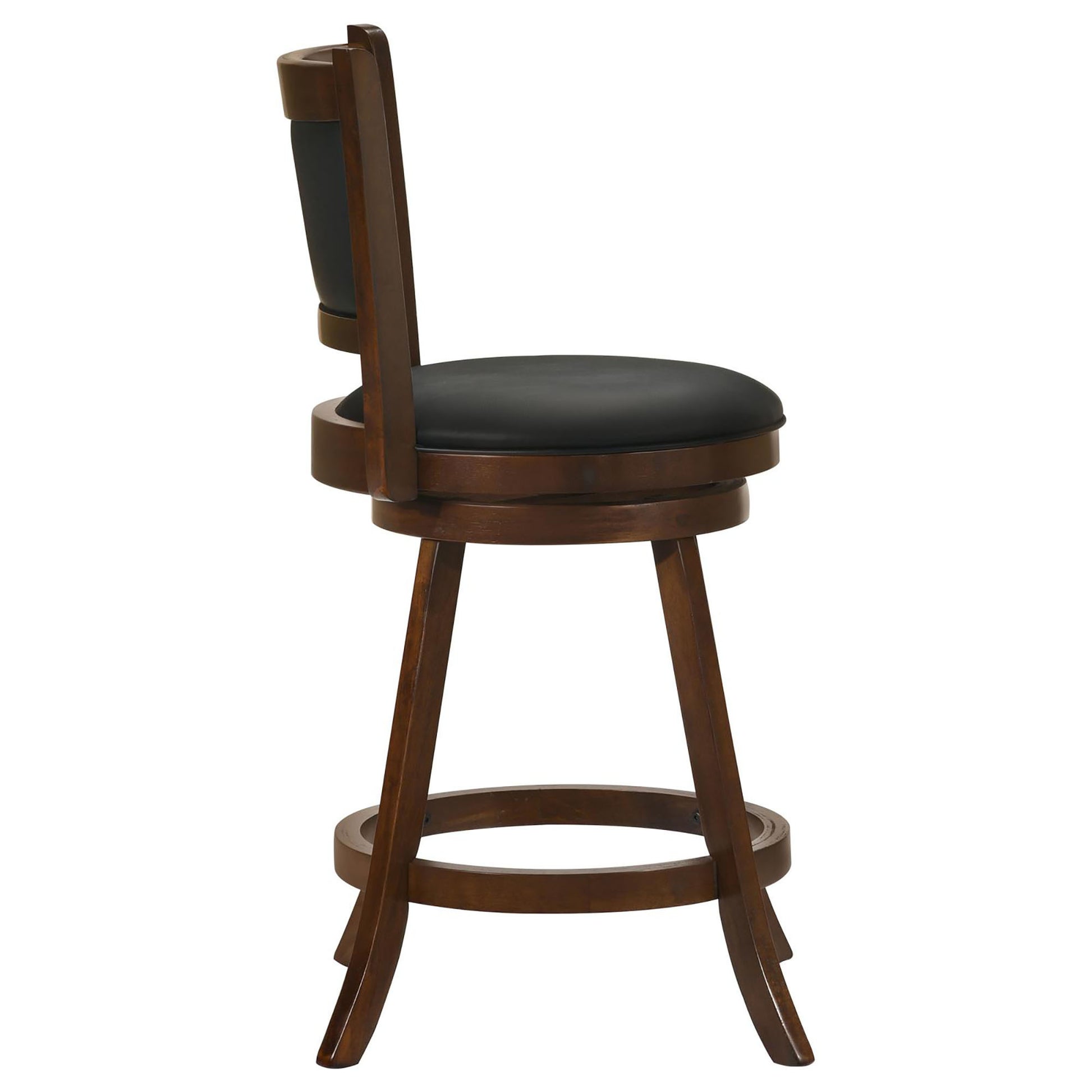 Chestnut And Black Wooden Swivel Stool Set Of 2 Solid Black Brown Brown Dining Room Spot Clean Transitional Bar Stools Rubberwood Solid Back Foam Wood Fabric