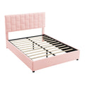 Queen Size Upholstered Platform Bed With Height Adjustable Headboard And Under Bed Storage Space,Pink Pink Upholstered