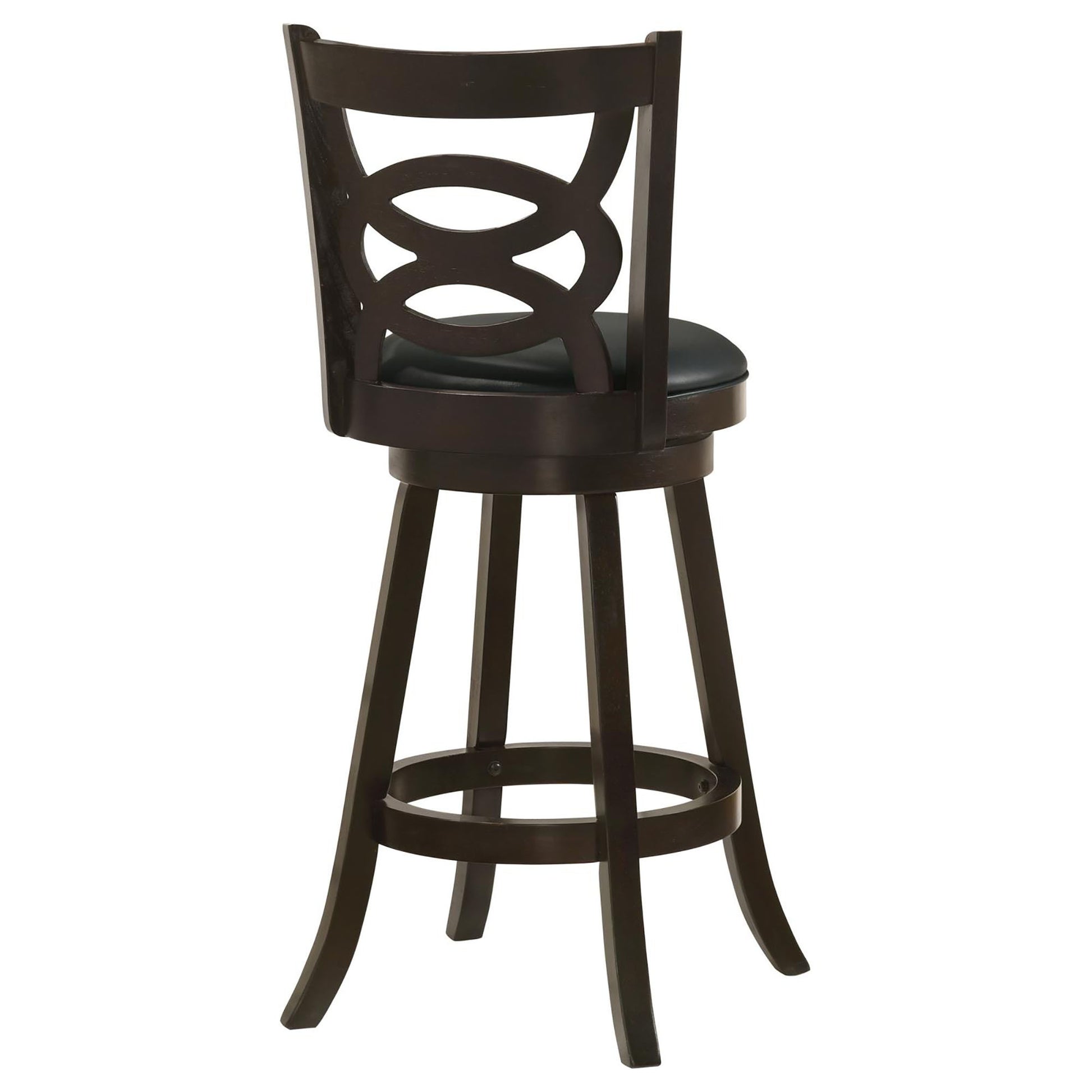 Cappuccino Swivel Bar Height Stool Set Of 2 Solid Black Espresso Dining Room Spot Clean Traditional Bar Stools Rubberwood Open Back Foam Wood