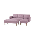 Pink Fabric Right Facing Sectional Sofa Bedl Shape Sofa Chaise Lounge With Ottoman Bench Pink Wood Tufted Back Square Arms Foam Fabric 3 Seat