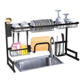 Over The Sink Dish Drying Rack Stainless Steel Kitchen Supplies Storage Shelf Drainer Organizer Black Metal