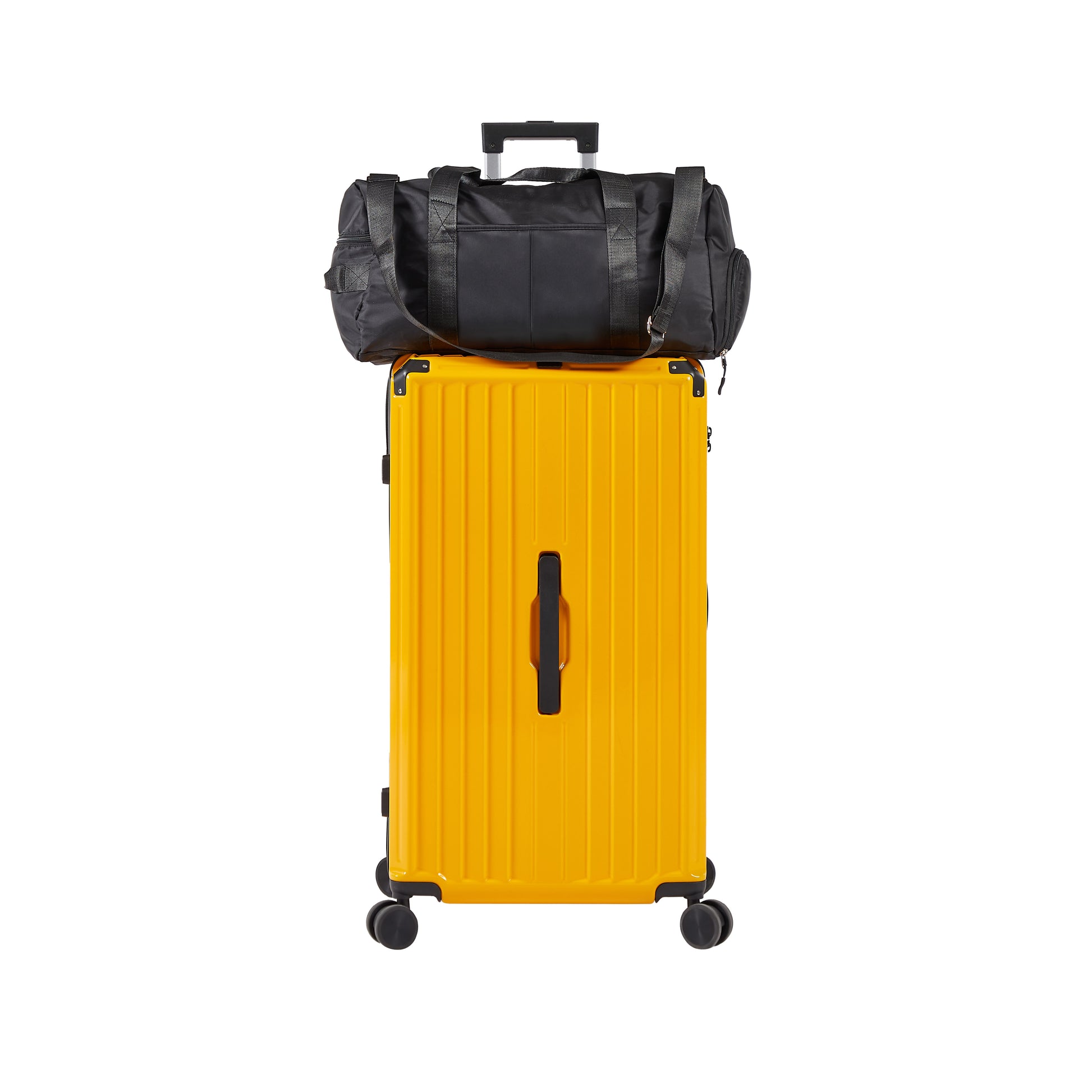 Luggage Set 4 Pcs 20" 24" 29" Travel Bag , Pc Abs Durable Lightweight Luggage With Collapsible Cup Holder, 360 Silent Spinner Wheels, Tsa Lock, Yellow Yellow Abs Pc
