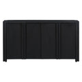 Designed Storage Cabinet Sideboard With 4 Doorsadjustable Shelves, Suitable For Living Rooms, Entrance And Study Rooms. Black Mdf Acacia